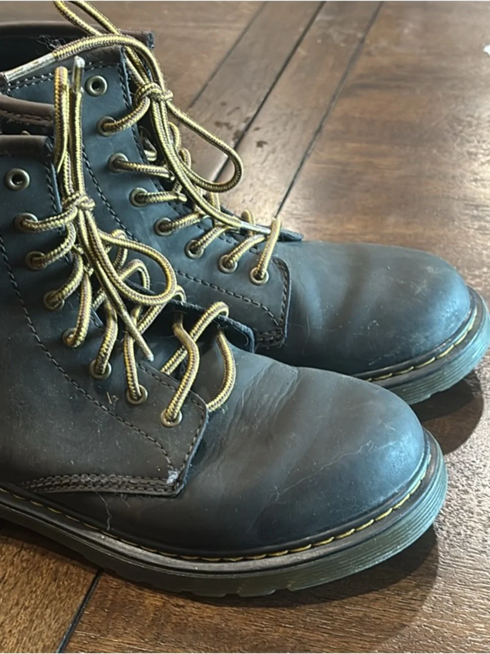 Dr. Martens Black Boots with Yellow Accent Laces